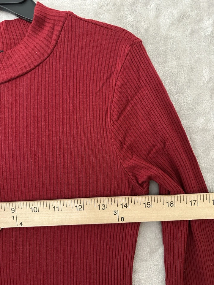 Vestido Love Culture para mujer talla pequeña rojo acanalado tejido manga larga mini vestido EE. UU. Foto 3 de 4