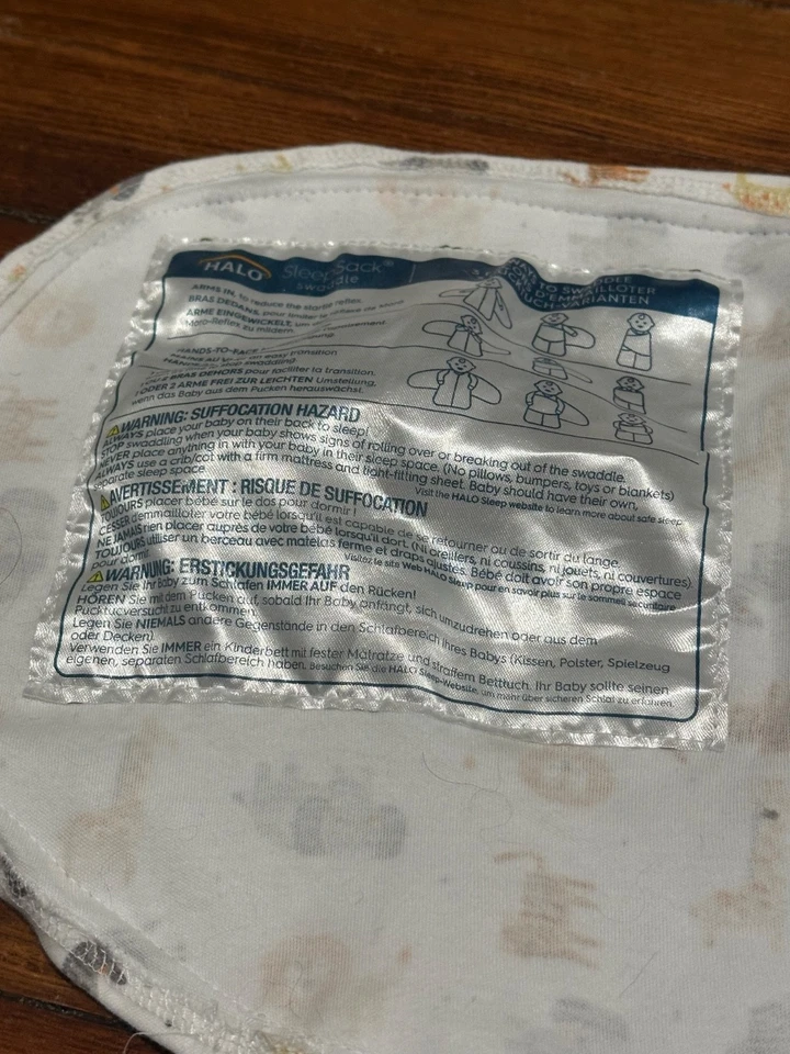 Swaddle saco de dormir HALO 0-3M - Branco com animais; algodão + poliéster, estado A+ - Imagem 2 de 4