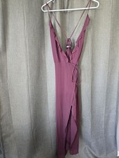 Reformation Hayworth Spaghetti Strap Wrap Dress Purple Size S Ruffles Slit