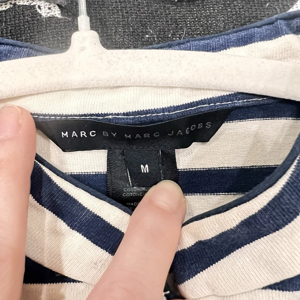 Vestido Mujer Marc Jacobs Azul Off White Cambio Medio Chino Asiático Nudo Rayas Foto 3 de 4