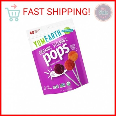 YumEarth Organic Vitamin C Pops Variety Pack, 40 Fruit Flavored Favorites Lollip