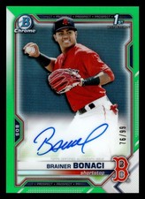 2021 Bowman Brainer Bonaci Chrome Prospect Autograph GREEN Refractor /99