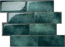 SMART TILES Peel and Stick Backsplash - 5 Sheets of Pack 5, Medina Green 