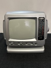 Coby CX TV1 5 Inch Portable Black White TV AM FM Radio Tested Works
