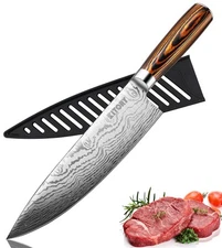 Chef Knife, 8 Inch Professional Kitchen Chef Knife with Sheath, German High C...