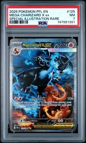 2025 POKEMON PHANTASMAL FLAMES SPECIAL ILLUSTRATION MEGA CHARIZARD X EX PSA 7