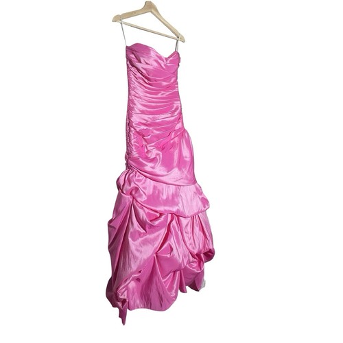 Y2K Tiffany Designs Pink Prom Dress Gown Size 4 Sweetheart Ruched Asymmetrical - Picture 5 of 17