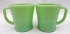 VINTAGE SET OF 2 FIRE-KING OVEN WARE GREEN JADEITE "D-HANDLE" 8OZ COFFEE MUGS