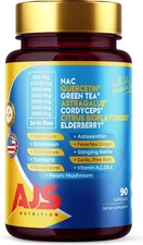 AJS Quercetin 4000mg with Nac Green Tea Cordycepscitrus Elderberry Selenium Brom