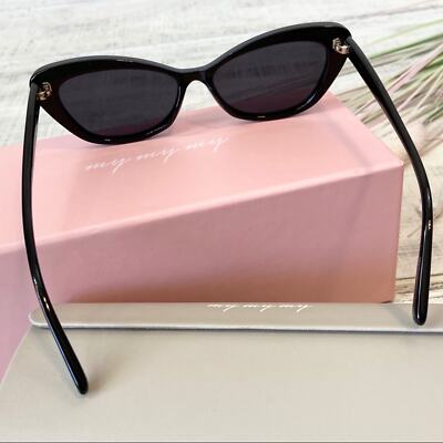MyMyMy Black Rhinestone Franky Cat-Eye Acetate Sunglasses  display picture 3