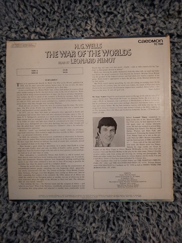 War of the Worlds H.G. Wells, Read by Leonard Nimoy Rare Record Vinyl LP TC-1520 - Picture 7 of 7