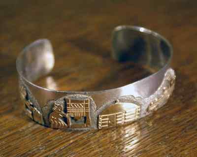 Native American Navajo Sterling Silver Cuff Bracelet Storyteller