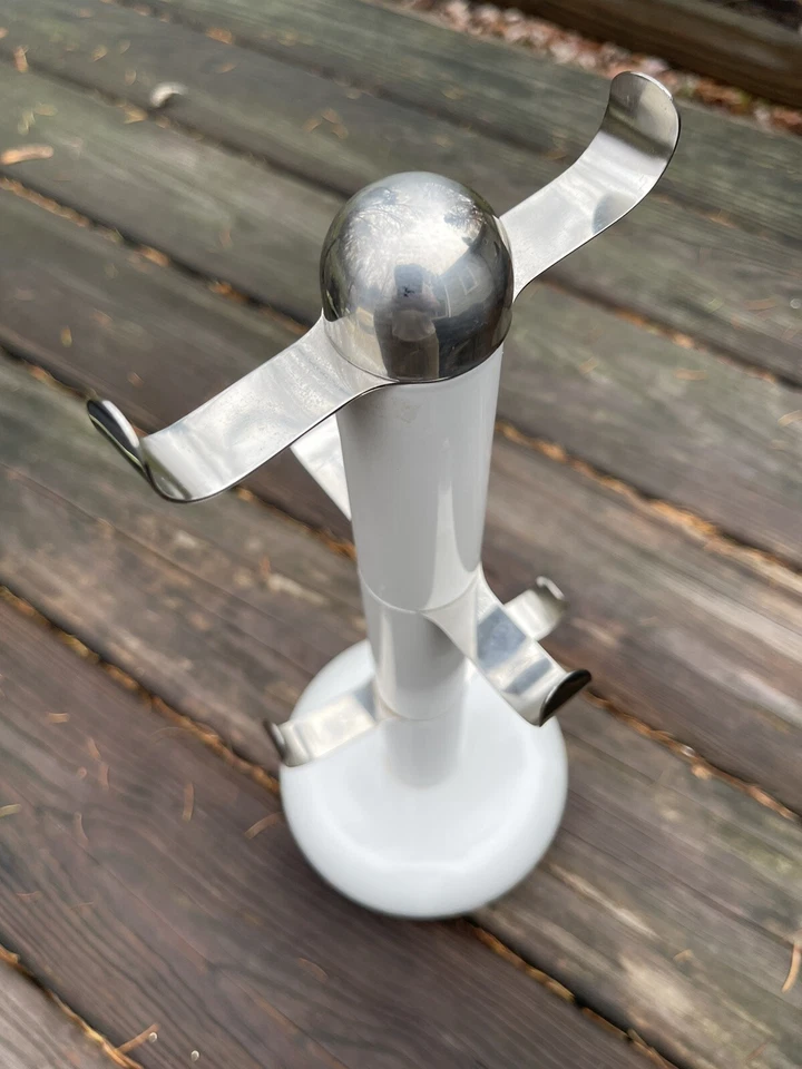 Tifón Taza Soporte Retro Metal Árbol Estante Soporte Blanco Cromo Pesado Foto 2 de 4