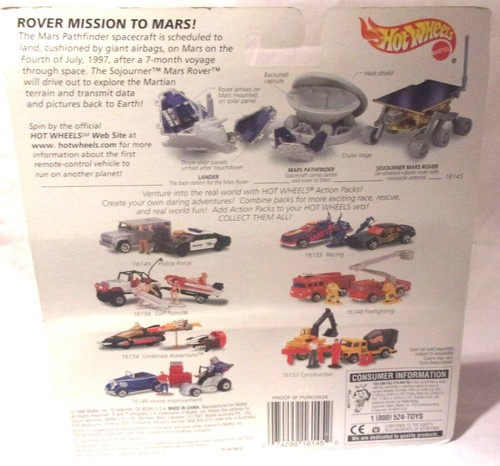 MJ7 Hot Wheels - 1996 Action Pack - Sojourner Mars 3-pack - Blanco, Gris, Negro - Imagen 3 de 3