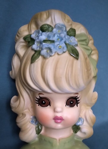VINTAGE LEFTON GIRL LIPSTICK HOLDER NIGHT LIGHT MINT AND HEAD VASE VGUC LABELS - Picture 13 of 14
