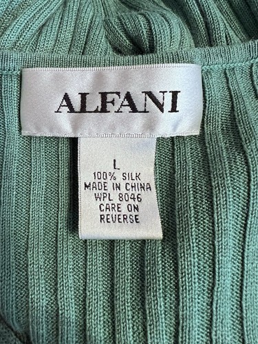 Alfani Women's Size L Green Ribbed Sweater 100% Silk - Picture 5 of 6