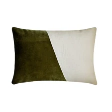 Olive Green Lumbar Pillow Cover, 12"x16" Velvet Cushion-Velutinous Olive