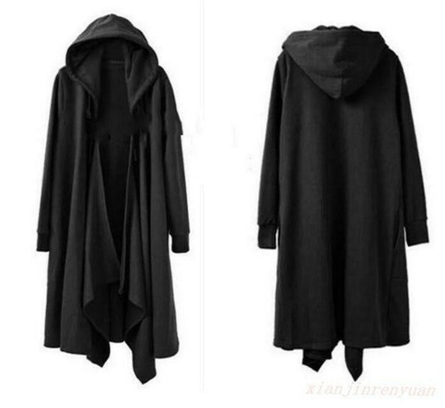 Punk Mens Hooded Cloak Cape Trench Coat 