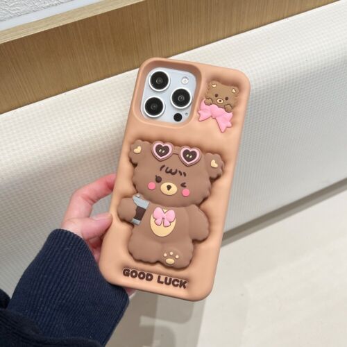 Free Shipping 3D Cute Cartoon Animal Silicone Case For iPhone13 14 15 16 Pro Max - Picture 27 of 105