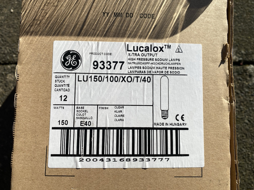 BOX OF 150w SON-T HIGH PRESSURE SODIUM LAMPS STREET LIGHT LANTERN 12 LAMPS GE - Picture 2 of 5