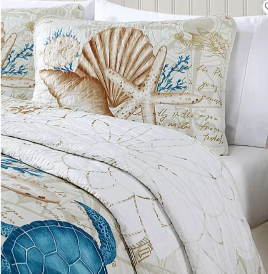 Caribbean Joe Coastal Print 3 piezas. Juego de edredón King Size Blue Turtle Foto 2 de 4
