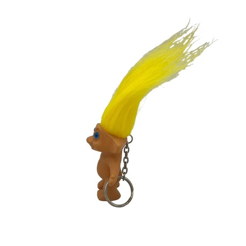 LLAVERO Muñeca Lucky Troll Vintage 2.5" Retro Largo Cabello Amarillo Hecho en Corea - Imagen 5 de 17