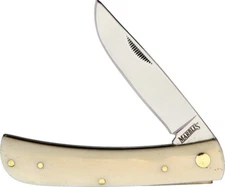 Marbles Work White Smooth Bone Folding Mirror Stainless Pocket Knife 579