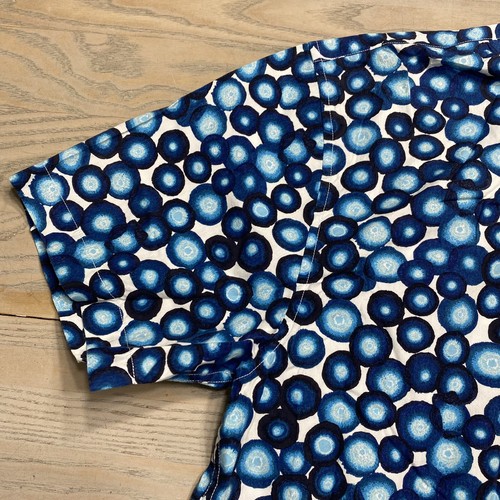 Vintage EXPRESS Wild Blue Dot/Circle AOP Shirt Men’s XL Short Sleeve Button Up - Picture 5 of 18