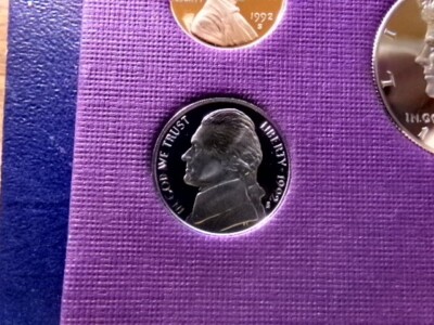 1992 S Proof Jefferson Nickel from Proof Set