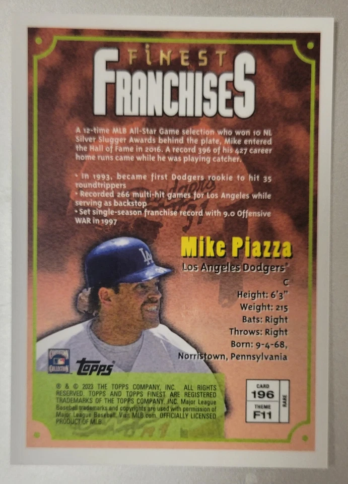 Mike Piazza 2023 Topps Finest Flashbacks Franchises Rare Gold #196 SP - Image 2 of 2