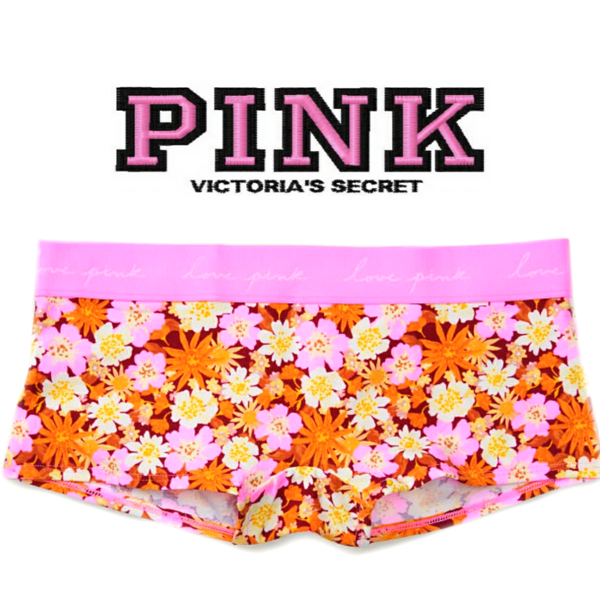 Victoria's Secret LOVE PINK Logo Boy Shorts Shortie Panties
