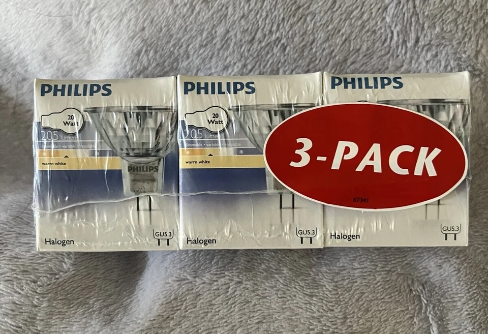 Philips 12V 20W GU5.3 Halogen Bulb 205lm 3000K 46 x 50mm - PACK OF 3 - Image 4 of 4