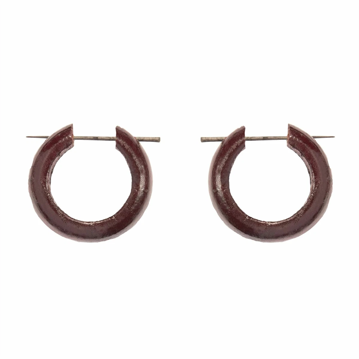 Wood Earrings With Stick Posts Hoop Small Tribal Wooden Hoops 81stgeneration