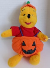 Vintage Disney Halloween Winnie the Pooh in Pumpkin Costume Bean Bag Plush