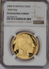 2008-W Gold Buffalo 1 oz. $50 NGC PF69 Ultra Cameo 2883.68 per troy oz