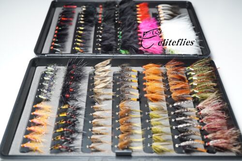 eliteflies 156 Competition Barbed Wet n' Cormorant lures box fly fishing flies - Picture 1 of 13