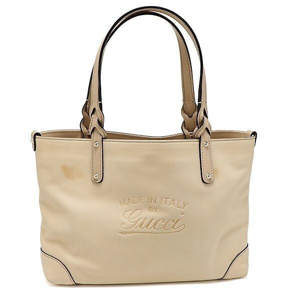 Gucci Tote Bag 269878 Leather Beige Off-White Stylish Rare Model