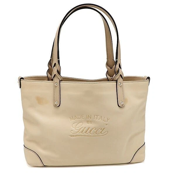 Sac fourre tout Gucci 269878 cuir beige blanc cassé élégant modèle rare luxueux