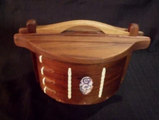 VINTAGE MULTI HARDWOOD CUSTOM HAND MADE 11" OVAL FIRKIN