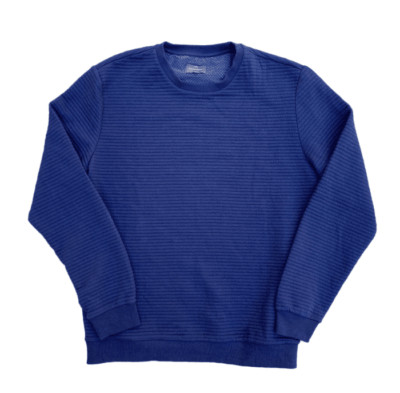 Peter Werth Men's Designer Loadstar Navy Ribbed Crew Pullover Sweater | Large