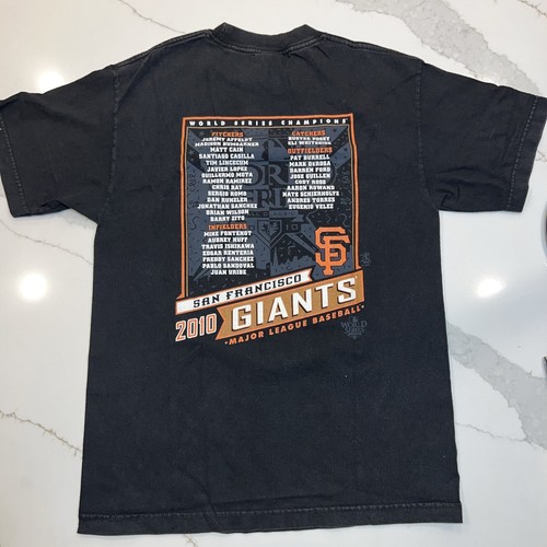 San Francisco Giants 2010 World Series Celebration T-Shirt SZ M Majestic Black - Picture 8 of 8