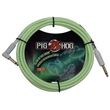 Pig Hog Glow-in-the-Dark Vintage Woven Instrument Cable, 10-ft, Straight 1/4"
