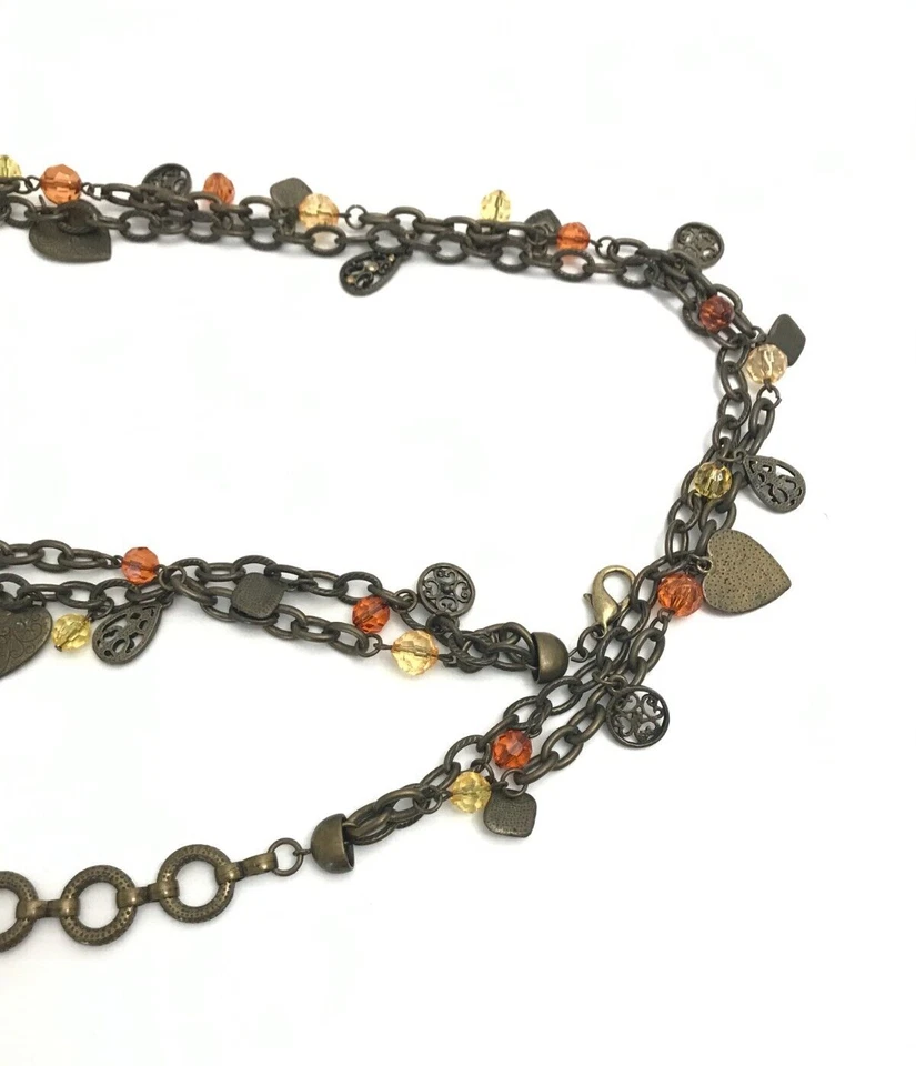 Cinturón de cadena para mujer dorado mediano-grande con cuentas corazón floral joyas dijes botín Foto 4 de 4