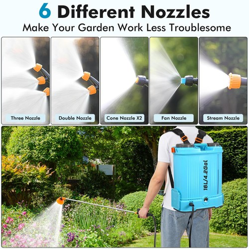 16L/20L Akku Sprühgerät Drucksprüher Rückensprüher Gartensprüher+Satz Düsen+Akku - Bild 19 von 35