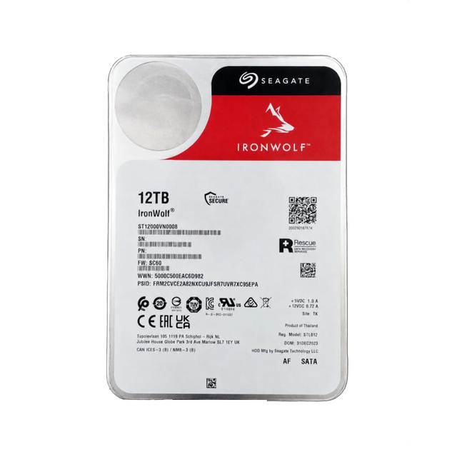 Seagate IronWolf 12TB Hard Disk Interno 3.5" NAS RAID SATA 7200RPM ST12000VN0008