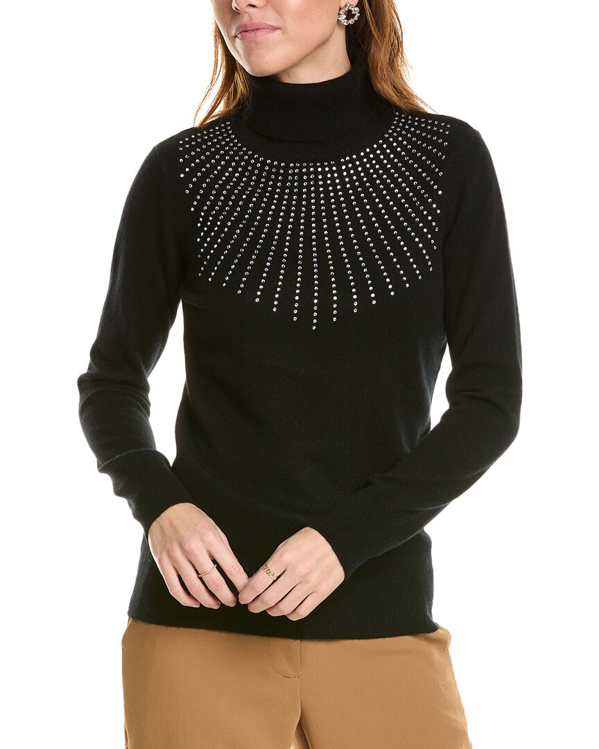 Кашемировый свитер Sofiacashmere Heatset Starburst с высоким воротом, женский черный Xl