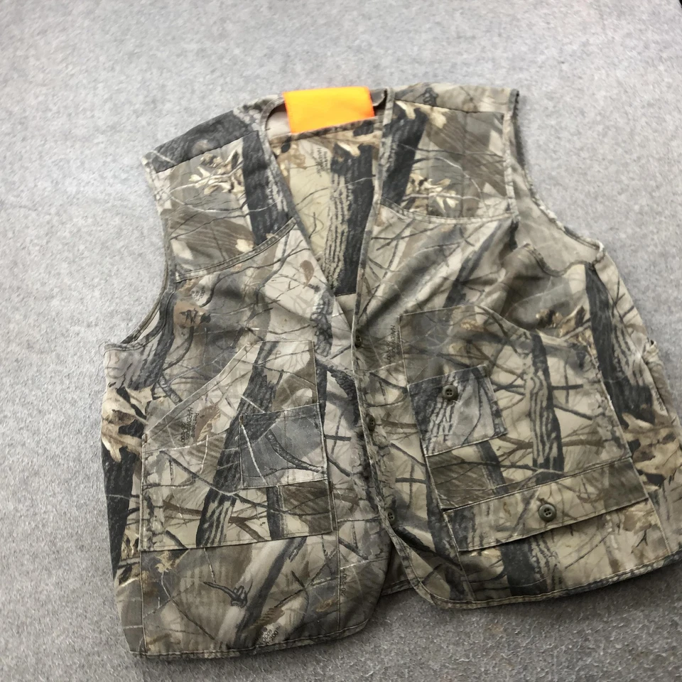 Vintage Camouflage Hunting Vest Mens Large Realtree Removable Orange Flag - Image 2 of 4