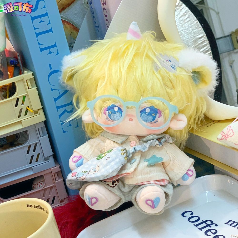 20cm Anime Attribute Cute Girl Yellow Hair Plush Doll Dress up