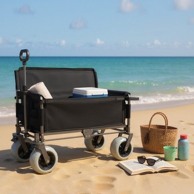 500 Lbs/180L,3-in-1 Collapsible Folding Wagon with Bench Seat&All-Terrain Wheels