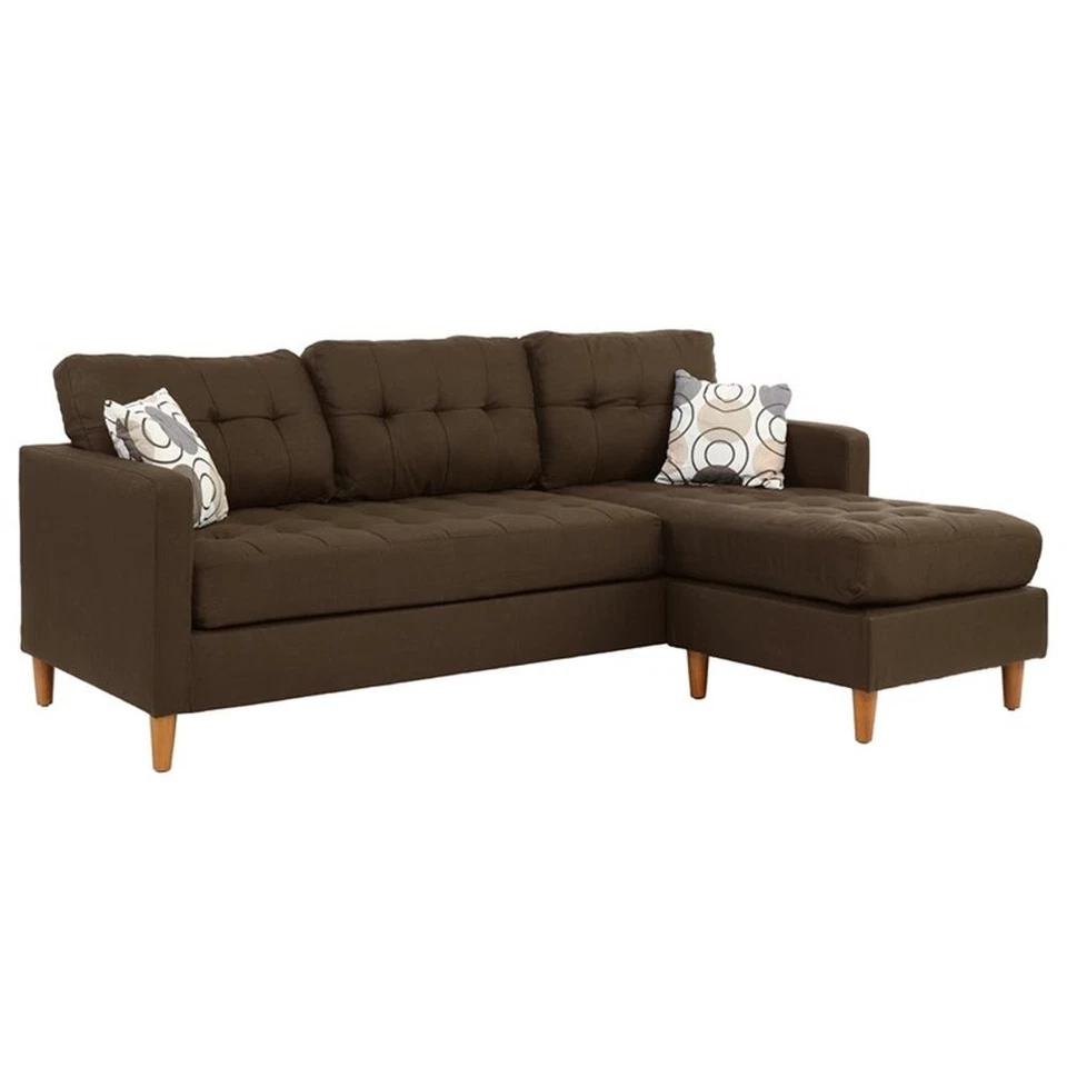 Poundex Furniture 2 Piece Fabric Sectional Sofa Set in Chocolate Finish - Image 3 of 4